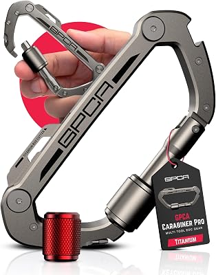 GPCA Multi-Tool Carabiner Clip D Ring Key Chain - Heavy Duty Key Clip for Keys, Small Carabiner Clip, Carabiner Heavy Duty, Keychain Clip, Keychain Organizer - Aluminum, Steel, Titanium Carabiners