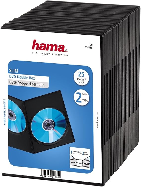 Hama Slim DVD Double Jewel Case | Pack of 25 | Black