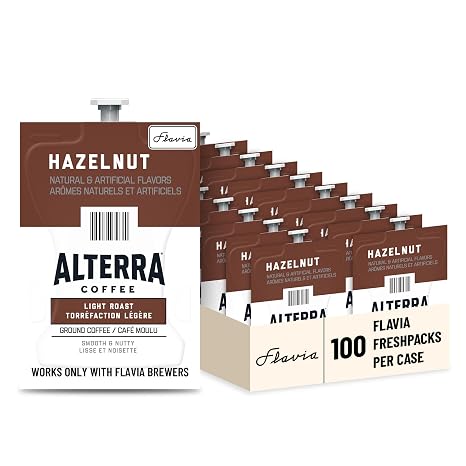 FLAVIA Alterra Hazelnut Coffee Freshpacks works only with Flavia Brewers, Light Roast (Case of 100)