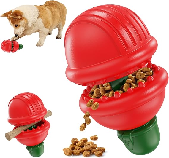 Dog Chew Toys for Aggressive Chewers, Bully Stick Holder, Non-Toxic Durable Dog Puzzle Toy, Teething & Interactive Venus Flytrap Design, Gift for Dogs, Red