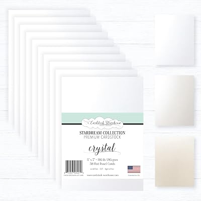 Cardstock Warehouse Stardream Crystal White - 5 x 7 - 105 lb  285 gsm Pearlescent Shimmer Blank Cards for Invitations, Cardmaking, Embossing, Die-Cutting, Note Cards - 50 Count