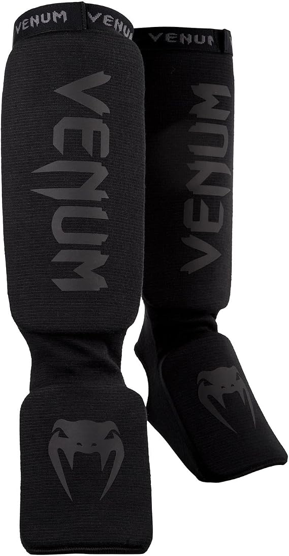 Venum Kontact Shinguards - Black/Black, One Size