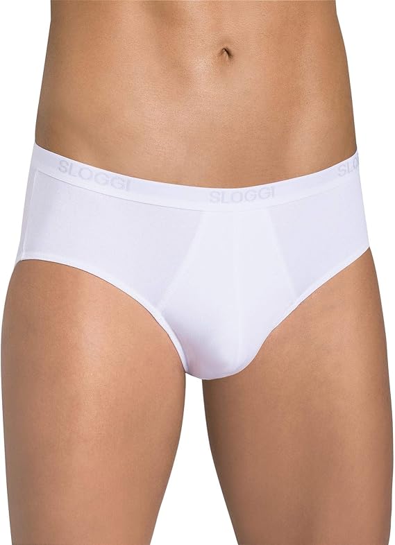 Sloggi Mens 2 Pack Basic Cotton Rich Midi Brief Black, Grey or White