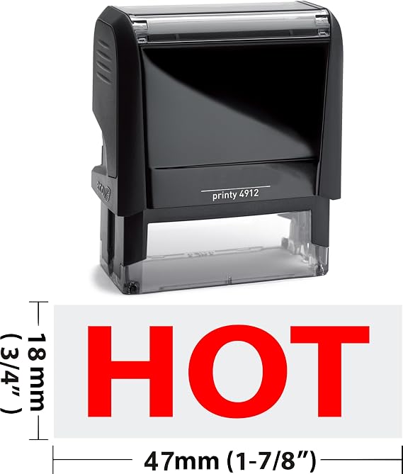 Trodat 4912 Self Inking Rubber Stamp w. HOT (H01 Red Ink)
