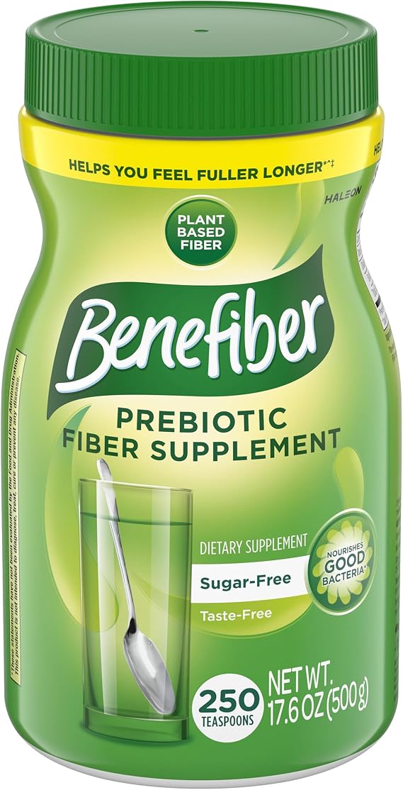 Benefiber Prebiotic Fiber Supplement Powder, Unflavored, 250 Teaspoons | Plant-based Prebiotic Fiber Powder, Sugar-Free, Dissolves Clear and Tasteless, GLP-1 Support for Digestive Health