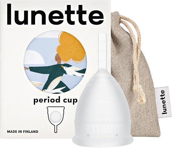 Lunette Menstrual Cup Reusable Period Cup - BPA-Free Medical-Grade Silicone - Up to 12-Hours Comfort - Tampon Alternative Reusable for 10 Years - Made in Finland - Size 1 Clear