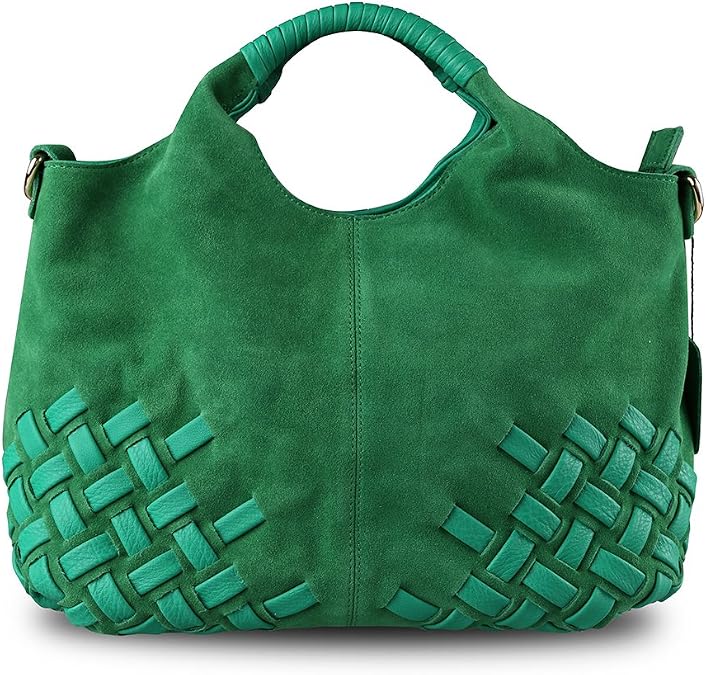 Women Purse Suede Split Genuine Leather Weave Handbag Leisure Casual Shoulder Bag