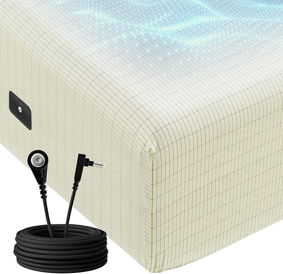 HYPREST Grounding Sheets Queen,90% Cotton & 10% Silver Fiber Infused, Beige