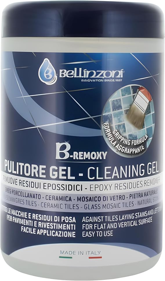 Bellinzoni B-Remoxy Epoxy Grout Haze and Stain Remover 1 kg (2.2 lb) - Cleaning Gel for Fresh and Hardened Epoxy Residues on Vertical and Horizontal Surfaces - Indoor and Outdoor Use