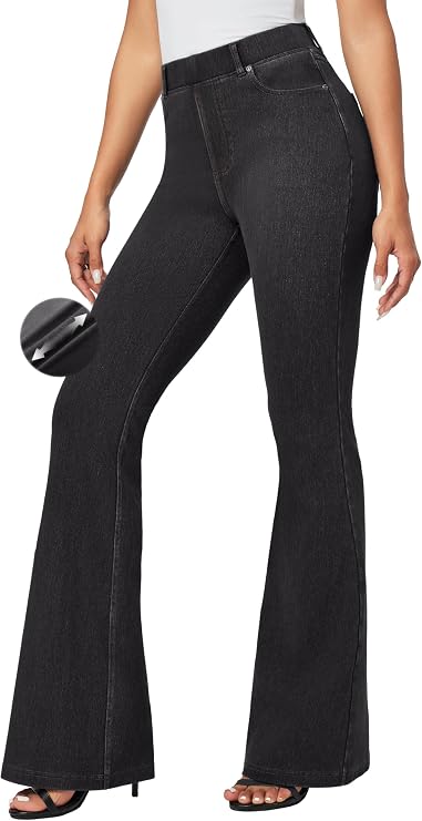IUGA Bell Bottom Jeans for Women High Waist Stretchy Pull On Bootcut Sweatpant Jeans Flare Leggings Tummy Control Flare Pants