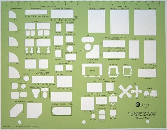 Jakar Metric Architects Interior Design Architectural Furniture Drawing Drafting Template Stencil 1:50 Scale