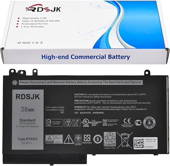 RYXXH Laptop Battery for Dell Latitude 11 3150 3160 Latitude 12 5000 5250 E5250 14 5450 E5450 15 5000 5550 E5550 Series 09P4D2 9P4D2 YD8XC 0YD8XC 5TFCY VY9ND R5MD0 R5MDO VVXTW 0VVXTW 0VY9ND 11.1V 38Wh