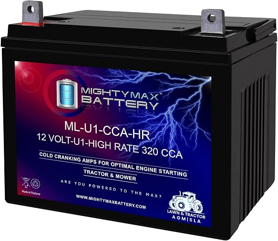 ML-U1-CCAHR -12 Volt, 320 CCA, Nut and Bolt (NB) Terminal, Rechargeable SLA AGM High Rate Series Battery