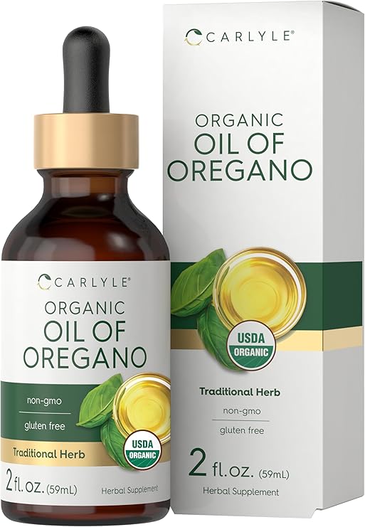 Carlyle Organic Oil of Oregano Liquid Drops - 2 fl oz - 1 Year Supply | Vegan Herbal Supplement | Non-GMO, Gluten Free