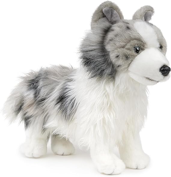 Tiny Heart Meteorite Border Collie Plush Toy 11.4 inches Soft Border Collie Plush Toy Simulation Series Soft Dog Plush Toy Doll Cushion for Children and Nature Lovers Grey
