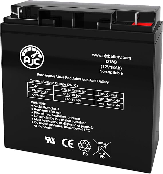 AJC Battery Compatible with Kung Long WP18-12 12V 18Ah Sealed Lead Acid Battery