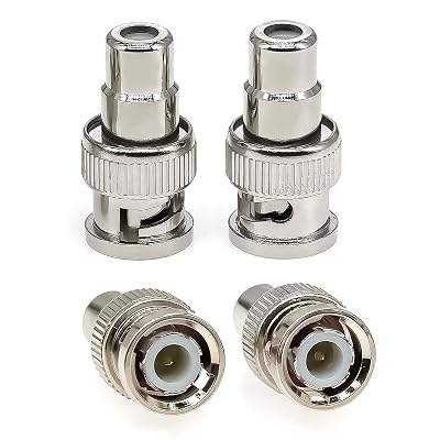 4PCS BNC Male to RCA Femele Coax Adapter, BNC RCA Coupler Adapter Copper Converter Connector for TV MonitorCCTV Security CameraSurveillance SystemsDVR Systems
