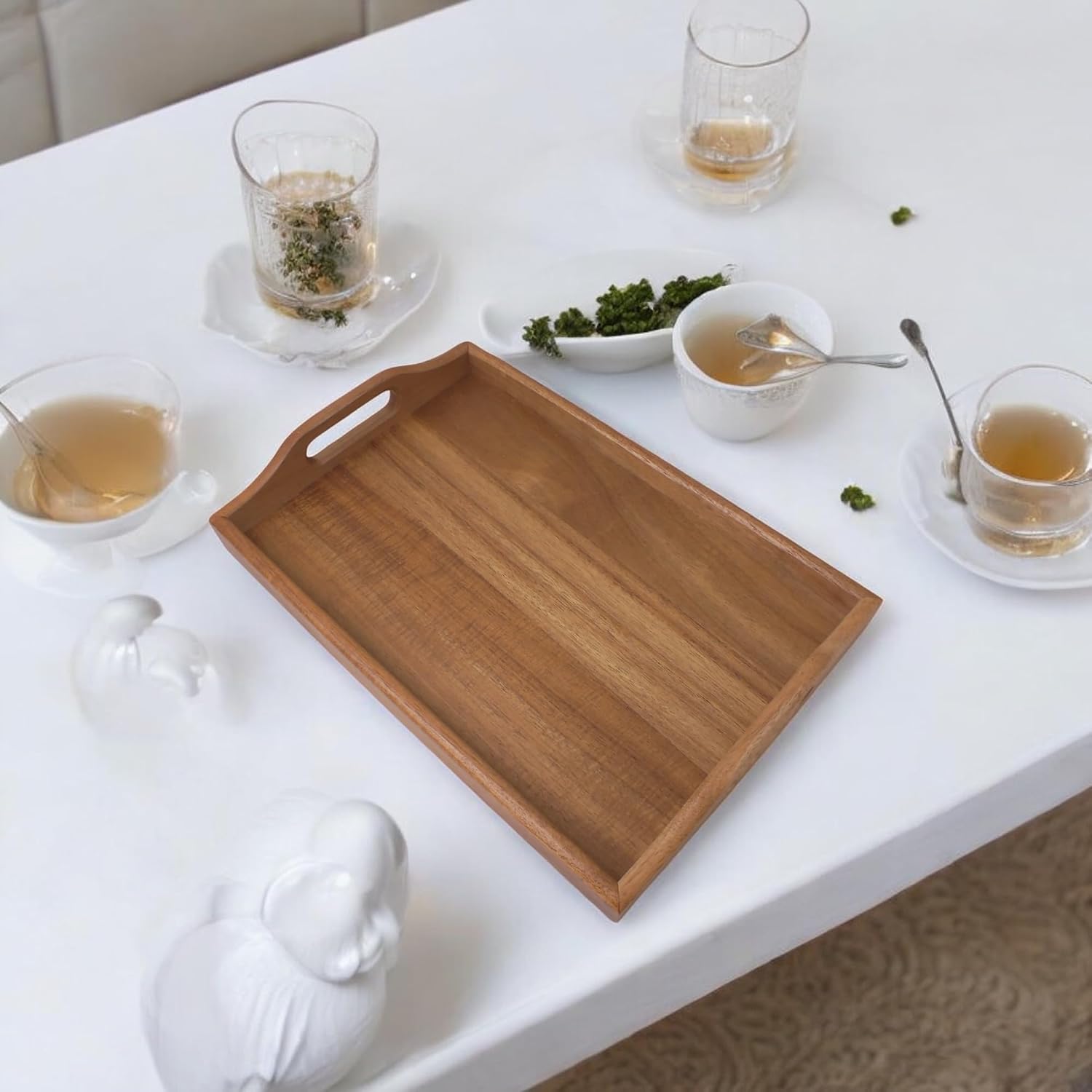 Rectangular Presentation Tray, Wooden Tea, Coffee and Serving Tray 33x22x5cm from Deconox Acacia Tree