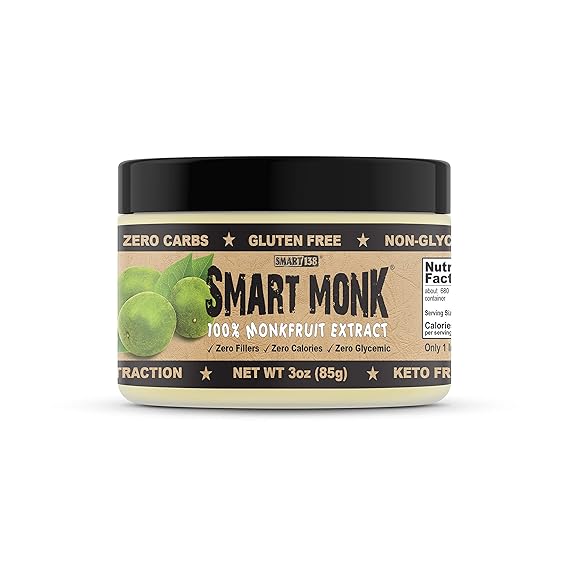 Smart Monk - 100% Monkfruit Extract, Non-Glycemic, Zero Calorie, Sugar-Free Monk Fruit Sweetener (3oz / 85g)