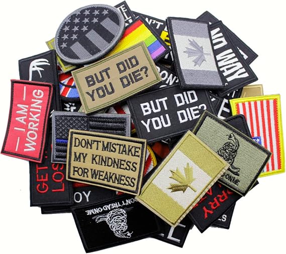U-Sky Hook and Loop Back Embroidered Patches | Random Mixed Designs Sayings Slogans Quotes Flags Animal Plant Motif | Clothing DIY Fans Enthusiasts | Jackets Bags Hats | Random 3PCs Pack