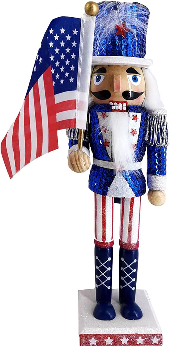 Nutcracker Ballet Gifts, Christmas Nutcracker, Wooden Figure Decoration with Festive Uniform for Holiday Home Decor, Ideal Xmas Ornaments, 12 Inch, Patriotic Nutcracker Soldier