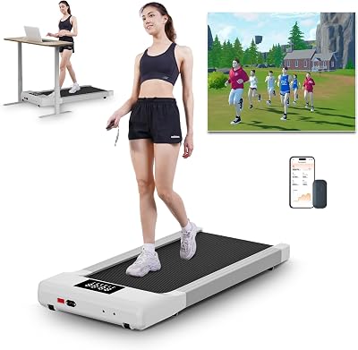 DeerRun Walking Pad Treadmill with 6% Manual Incline,Under Desk Treadmill for Home Office, 2.5 HP Quiet Motor Walking Pad,300 LBS Capacity, LED Display with App & Remote Control