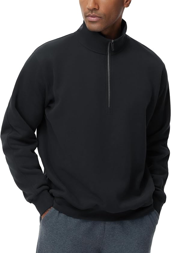 THE GYM PEOPLE Men's Half Zip Fleece Sweatshirts Mock Neck Workout Tops