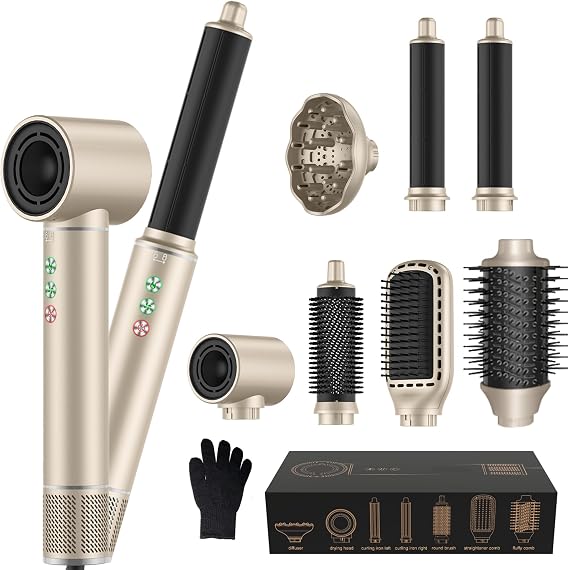 Hair Dryer Brush Styler 7 in 1 Hairstyler Pro, Airstyler Curler Hot Air Styler, Upgraded Powerful High Speed Blow Dryer with Auto-Wrap, Round Brush, Drying Curling Volumizing Set for All Hair Types