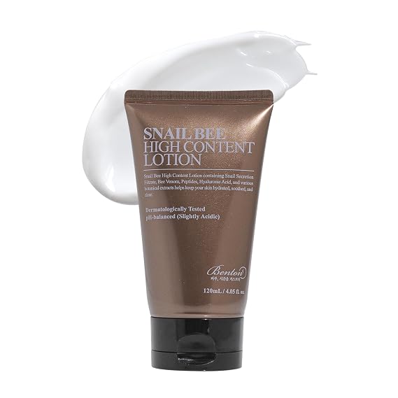 BENTON Snail Bee High Content Face Lotion | 4.05 fl oz - Bee Venom Lotion | Snail Mucin Moisutrizer Korean | Adenosin + 6 Peptides | Hydrating Korean Skin Care for Dry Skin & Combination skin