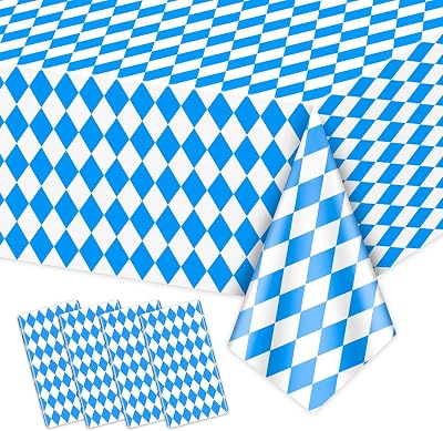 4 Pack Oktoberfest Tablecloths - Blue and White Checkered Tablecloth Beer Table Cloths Rectangular Oktoberfest Table Covers for German Oktoberfest Decorations Supplies, 54 x 86