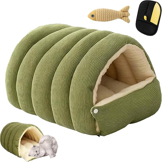 Cozy Monster Cat Bed, 2026 and Winter Warm Cat House, Soft and Warm Cats House Bed, Cozy Warming Anti-Slip Fluffy Pet Bag, with Removable Cushioned (Green, M)