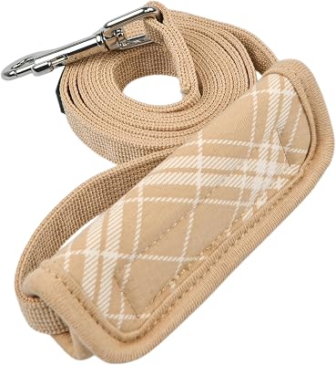 Puppia Cowin Dog Leash Checkered Pattern for Small and Medium Dog, Beige, Large