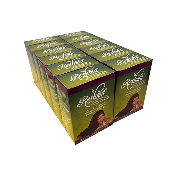 Reshma Beauty Ayurvedic Henna Hair Color Blend Henna & Indigo with Herbal Extracts Natural Plum/Burgundy Hair Color for Gray Blending Heena Mehendi 5.29 oz Each, (Pack Of 12)