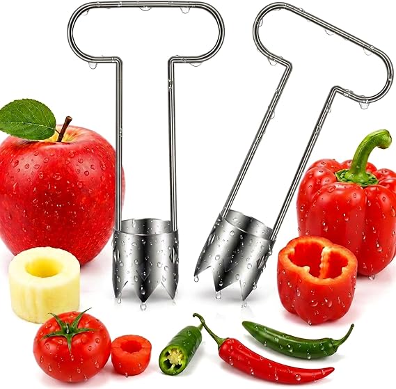 Red Bell Pepper Corer 2PCS, Jalapeno Apple Stainless Steel Core Remover