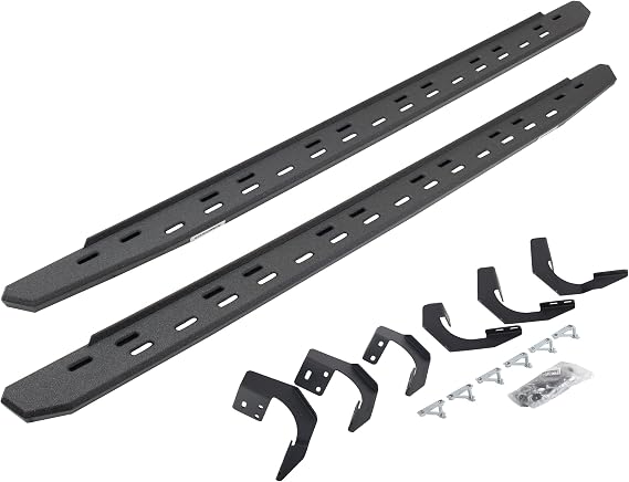 Go Rhino RB30 Slim Running Boards & Brackets | Galvanized Steel, Protective Bedliner Coating | 69620687ST | Fits 2015-2018 Ram 1500 Crew Cab Pickup; 2019-2023 Ram 1500 Classic Crew Cab Pickup