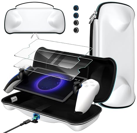ivoler 7 in 1 Carrying Case for PlayStation Portal ,Charging Inside, White