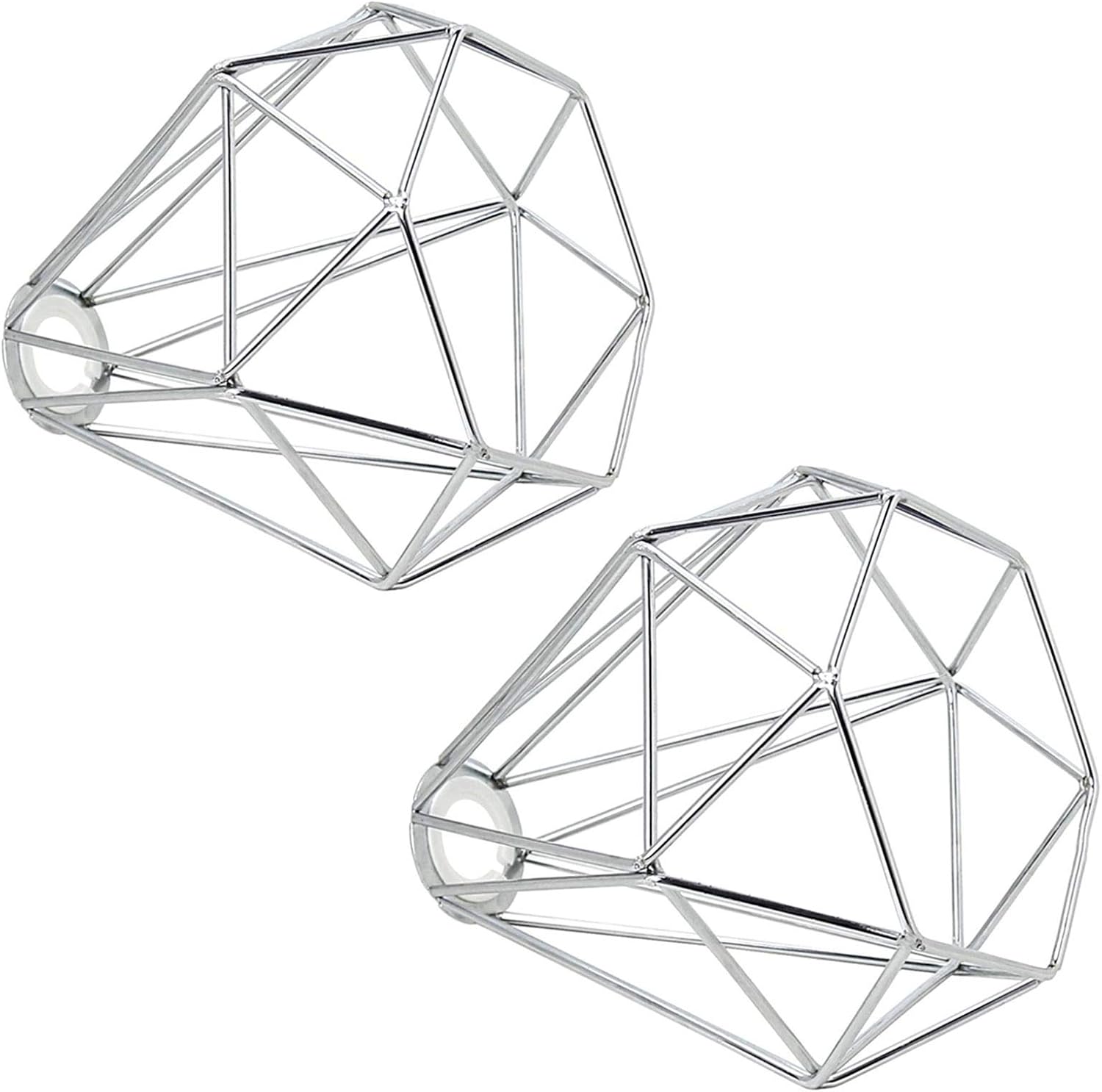 FRIDEKO HOME 2 Pcs Vintage Metal Wrie Cage Lampshade - Industrial Metal Bird Cage Light DIY Ceiling Pendant Lights for Dining Room Bedroom Loft Hallway - Chrome