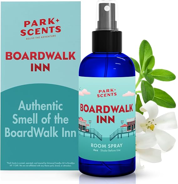 Park Scents Boardwalk Inn Theme Park Resort Inspired Luxury Hotel Fragrance Room Spray Bergamot Thyme Chrysanthemum Jasmine White Tea Air Freshener Birthday Gifts for Women, Sister, Hostess (4oz)