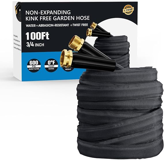 2025 Upgraded 100FT Non-Expanding Garden Hose, Lightweight, Flexible Ultra-Light Water Hose, Burst-Resistant, Lead-Free, Anti-Kink, High-Pressure