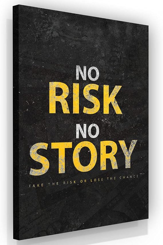 SuccessHunters Motivational Quote Entrepreneur Wall Art Canvas Print For Office Decor, Motivation Art, Hustle Quote, Take The Risk Sign, No Risk No Story (60" x 40" in)