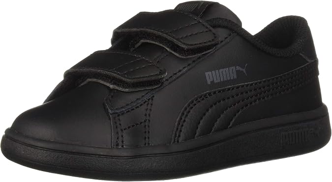 PUMA Girls' Smash V2 Hook and Loop Sneaker, Elderberry-Indigo-Silver-White, 2 M US Little Kid