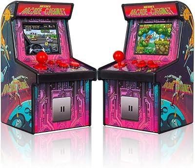 Mini Arcade Cabinet Arcadenia - Collectible Retro Games Micro Arcade Game Machine Preloaded with 220 Built-in Educational, Puzzle, and Sports Games - Portable Arcade as Amazing Gift for Boys and Girls
