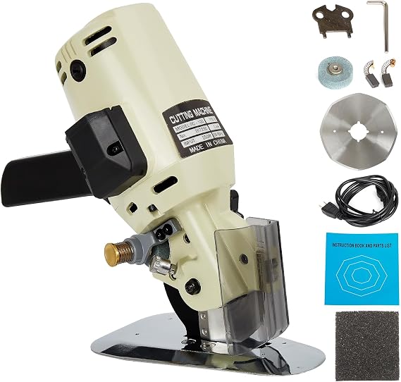 BEAMNOVA Electric Rotary Cutter for Fabric, Cloth Cutting Machine | 4 Inch Circle Blade, Sharpener, 250W Hand Held Tabletop Multi-Layer Fabric Slitting Tool, for Clothes, Textiles, Blankets