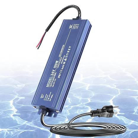 Waterproof IP67 LED Driver 24V 100W Ultra Slim LED Power Supply 110V AC to 24V DC 4.2A 100 Watt Quiet Low Volt Converter LEDs Transformer Constant Voltage for LEDs Strip, Indoor & Outdoor