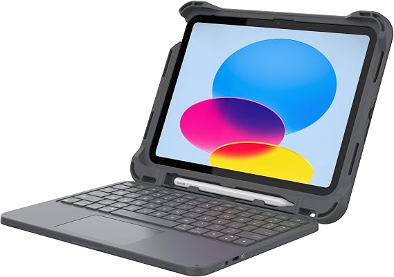 Brenthaven Rugged Keyboard iPad Case Fits iPad 11th Generation (A16),10th Gen (10.9 inch) Drop Tested Cover w/Stand - Gray