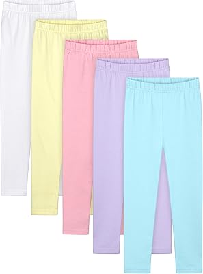 Resinta 5 Packs Toddler and Baby Girls Leggings Pants Full Length Cotton Basic Leggings Stretchy Soft Leggings Tights Pants