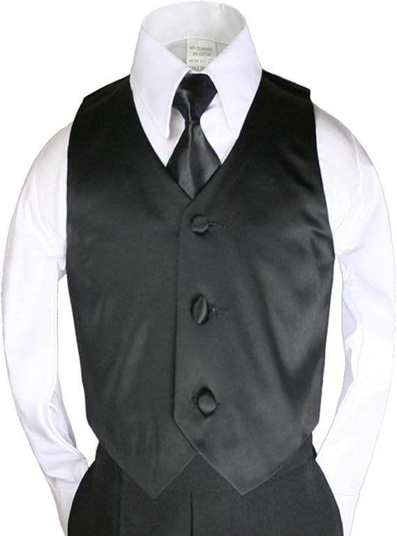 23 Color 2pc Boys Formal Satin Vest and Necktie Set from 8 to 20 Years