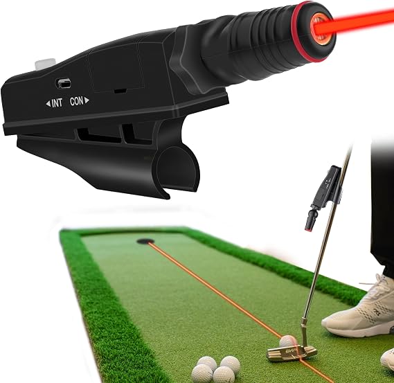 Indoor Golf Putting Training Aid with Two Modes, Alignment Tool for Precision Putting, Red Line Putting Trainer, Cool Golf Gift for Golfers