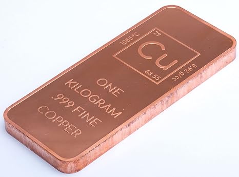 1 Kilo .999 Pure Copper Bar Paperweight with Element Design By Unique Metals