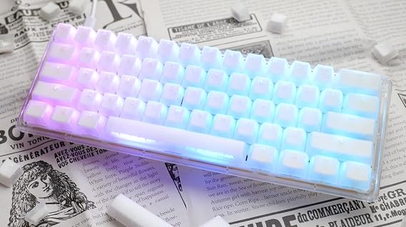 Ducky One 3 Mini Aura 60% Mechanical Keyboard, Cherry MX Red, RGB, White